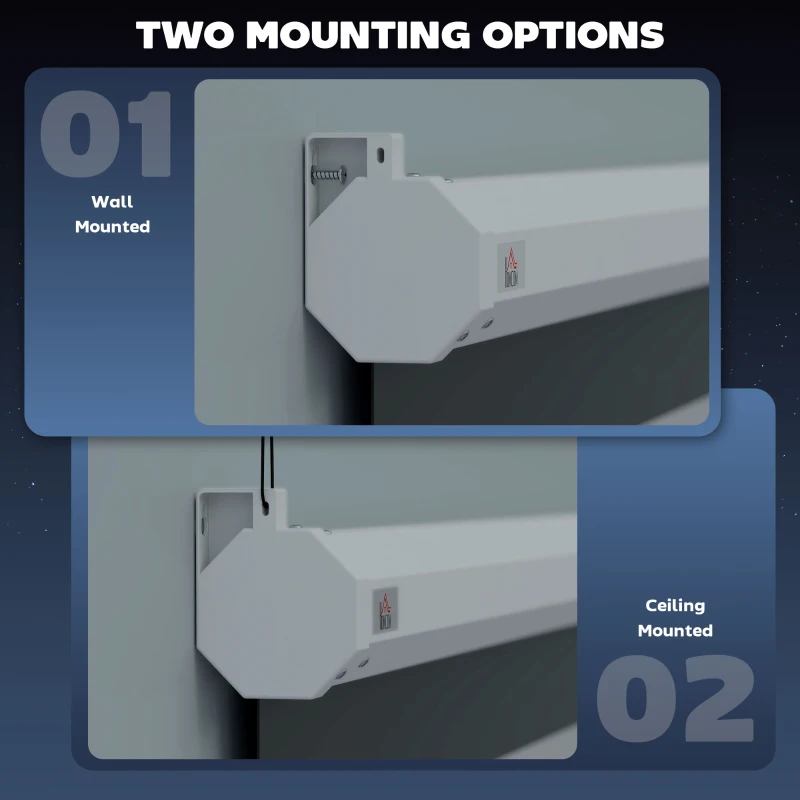 HOMCOM Schermo per Proiettore 120 Pollici Formato 4:3 Regolabile con Telecomando, Schermo di Proiezione Motorizzato Compatto, Installazione a Parete o Soffitto, 244x183 cm, Bianco