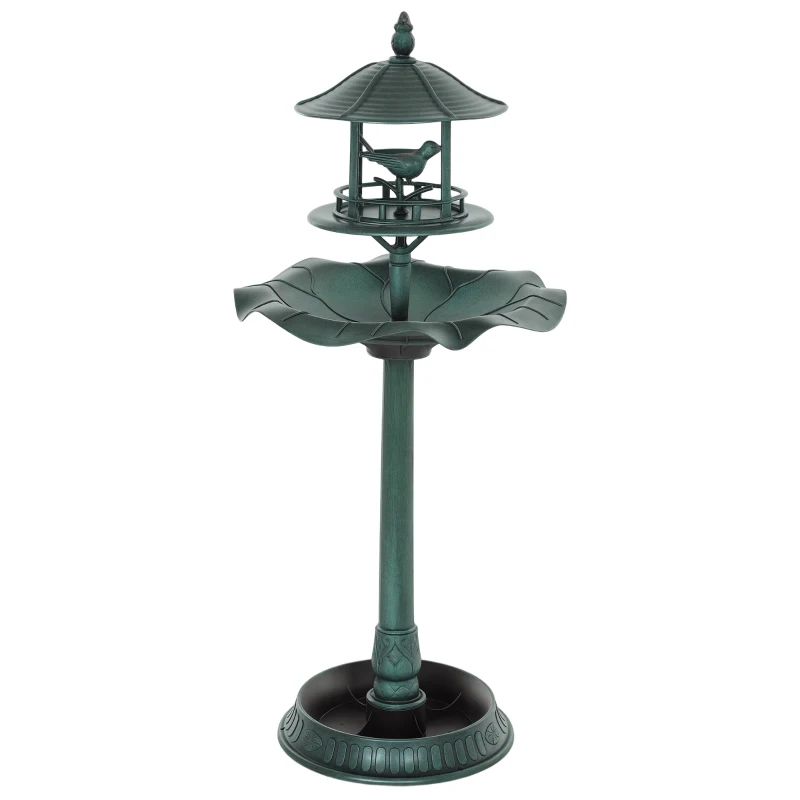 Outsunny 3-in-1 Garden Bird Bath, Freestanding Birdbath with Large Water Basin, Underneath Flower Planter, Φ50 x 113 cm, Green