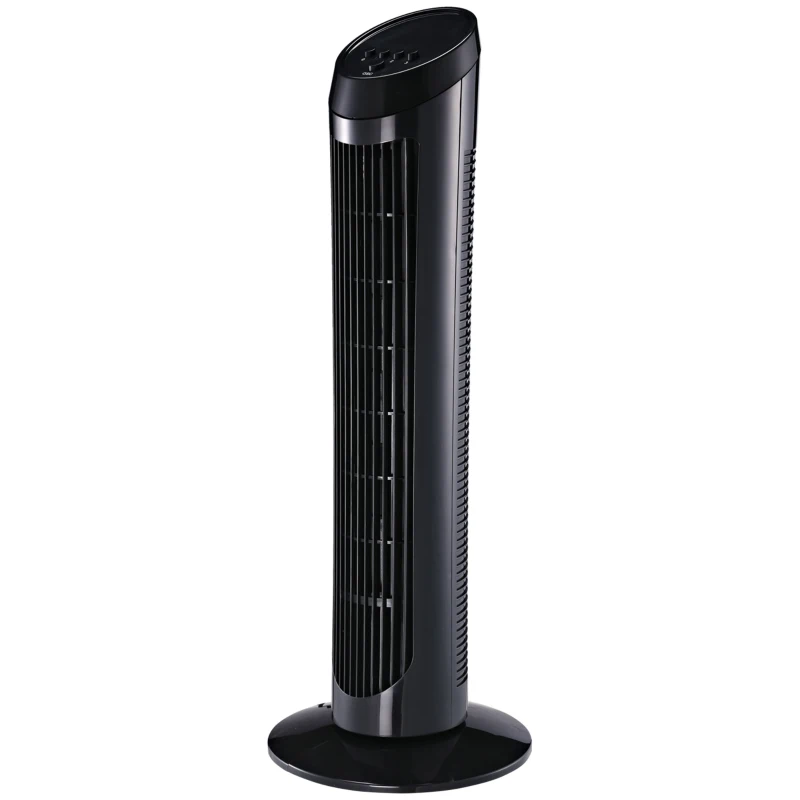 HOMCOM Ventilateur colonne silencieux et puissant 45W ventilateur tour 3 vitesses et oscillant 70°, pour chambre, bureau, 27 x 27 x 75 cm, noir