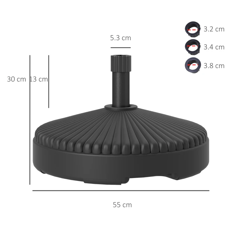 Outsunny Baza pentru Umbrela de Soare, Umpluta cu Nisip sau Apa, Ø55x30 cm, Negru