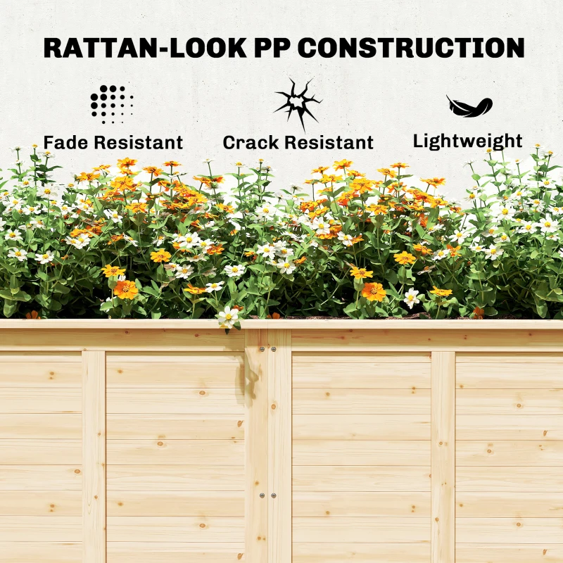 Outsunny Canteiro de Jardim Elevado Quadrado, Fundo Aberto, 152x77x77cm, em madeira maciça, efeito madeira natural