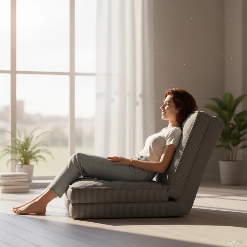 HOMCOM Sillón de suelo plegable en terciopelo acanalado, colchón de suelo con respaldo ajustable en 5 posiciones, 59 x 230 x 15 cm, gris