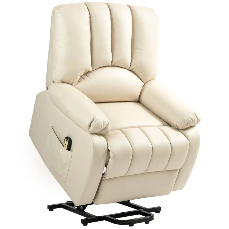 HOMCOM Fauteuil relax inclinable électrique releveur avec repose-pied et télécommande 86 x 92 x 102 cm Beige