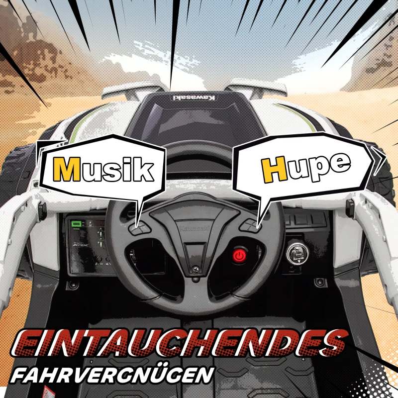 AIYAPLAY 12V Elektrisches Geländefahrzeug für Kinder, Fernbedienung, LED-Lichter, Musik, Hupe, für Kinder von 3-8 Jahren, Grau