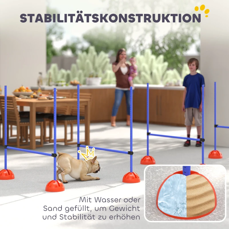 PawHut 4-teiliges Hunde-Agility-Set mit 4 Hürden und Tragetasche für das Sprungtraining, Blau