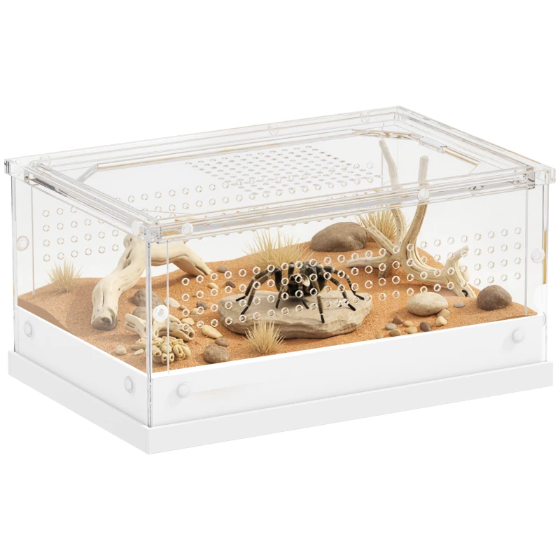 PawHut Acrylic Reptile Terrarium with Top Sliding Door, Vents,  for Snake, Frog, Spider, Gecko, Tarantula, 30 x 20 x 15 cm