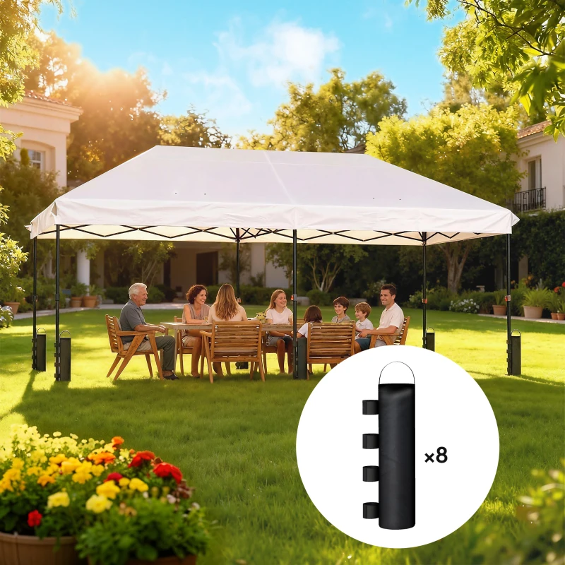 Outsunny Confezione da 8 Sacchi di Peso per Tenda Sacchi di Sabbia in Tessuto Oxford 600D per Pali di Tenda Senza Sabbia Nero