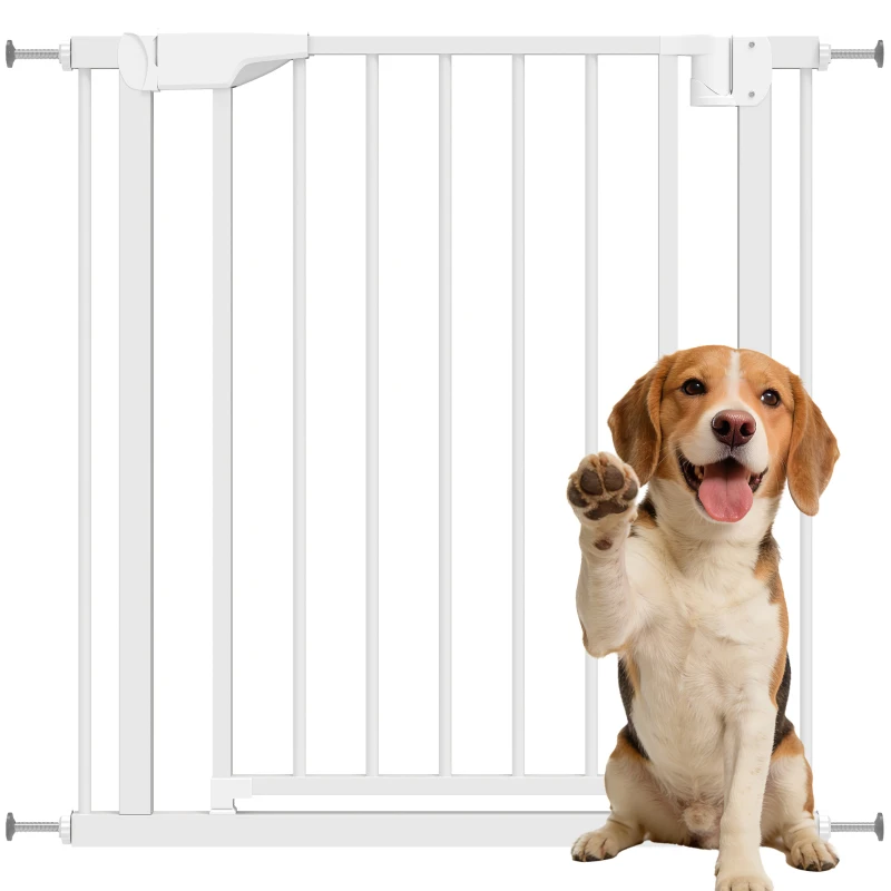 PawHut Safety Gate for Children and Pets, Auto-Close and Pressure-Mounted, 76-82x76 cm, White