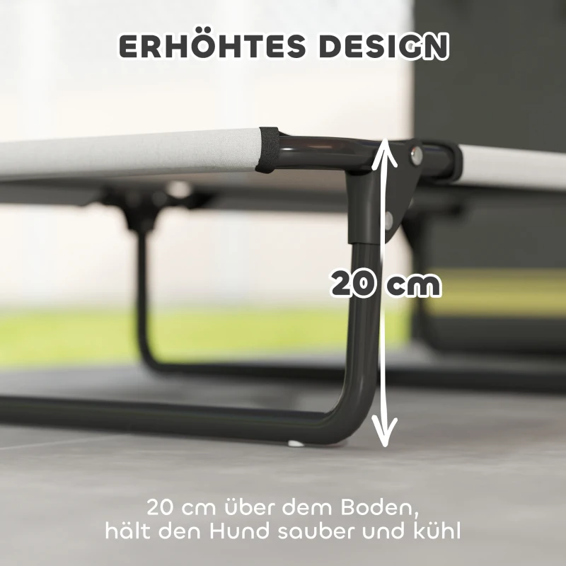 PawHut Tragbares erhöhtes Hundebett, erhöhtes Haustierbett mit atmungsaktivem Netz, für große Hunde, Hellgrau