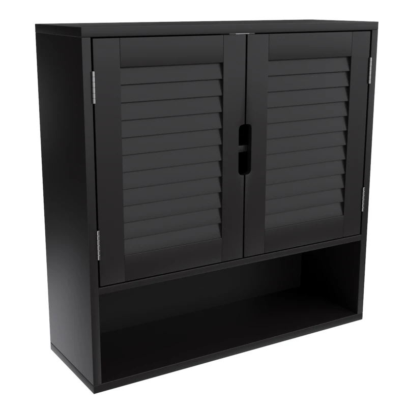 HOMCOM Bathroom Cabinet, Wall Mounted Storage Cabinet with Adjustable Shelves, 60 x 20 x 60 cm, Black