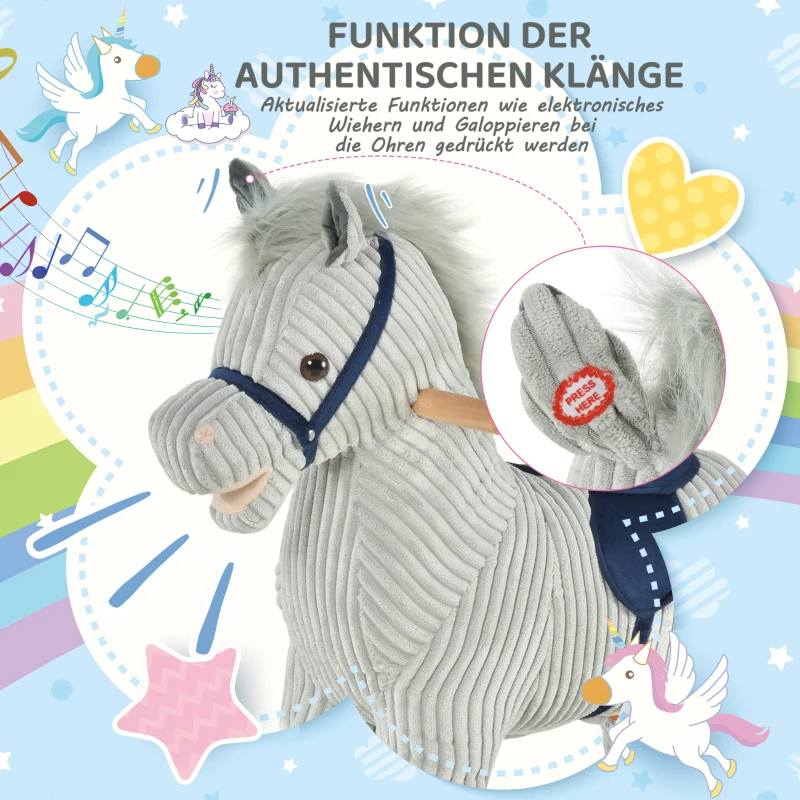 HOMCOM Kinder Schaukel Schaukeltier Schaukelpferd Grau 73 x 35 x 64 cm