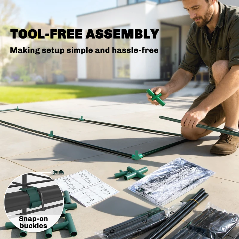 Outsunny Seră mică cu 3 niveluri, 2 uși rulou, cadru din oțel, husă din plastic, 143x46x165 cm, transparent