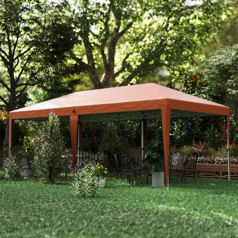 Outsunny Tonnelle 6 x 3 m barnum de jardin pop-up pliant sac inclus acier époxy oxford haute densité marron