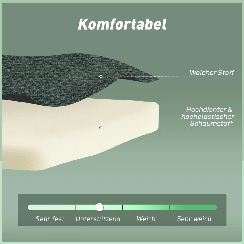 HOMCOM 3-in-1 Schlafsessel mit Bett-Funktion, Liegesessel, verstellbare Rückenlehne, Buchenholzbeine, Kissen, Dunkelgrün