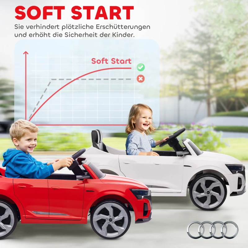 AIYAPLAY Elektro-Kinderauto, 12V Audi Q8, 3-5 km/h, Fernsteuerung, Scheinwerfer, Musik, Rot