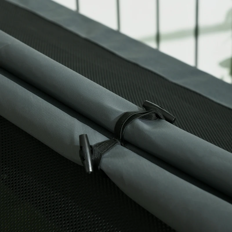 PawHut Dog House Outdoor Elevated Dog Bed with Removable Cover, Mesh Windows, Storage Bag, for S and M-Sized Dogs, Grey