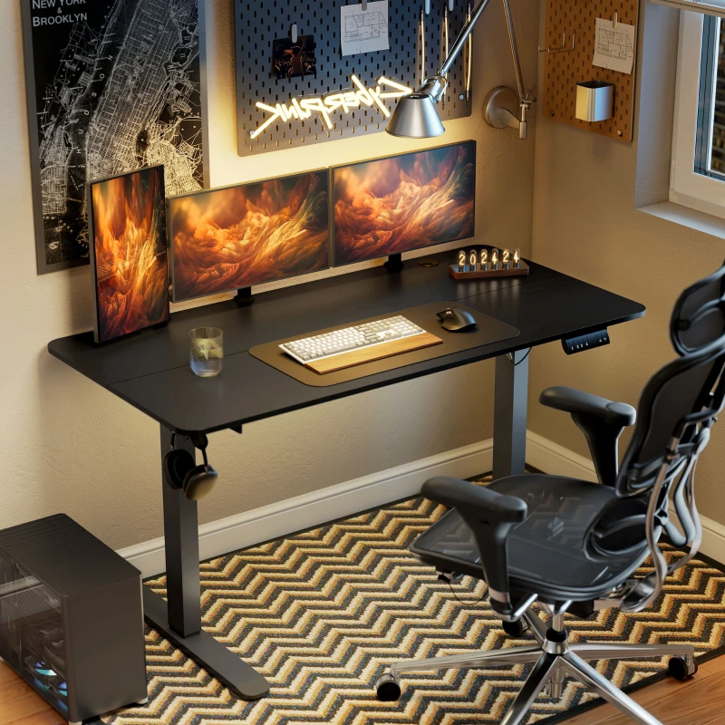 Vinsetto Stehpult höhenverstellbarer Computertisch Schreibtisch, 140 cm x 70 cm x 116 cm, Schwarz