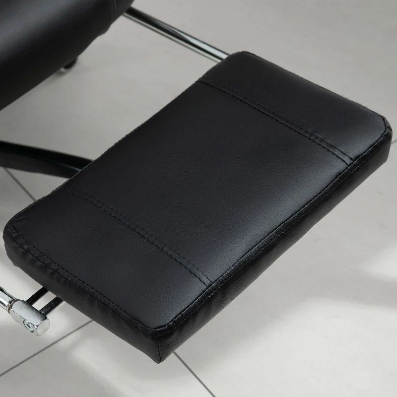 HOMCOM Fauteuil de bureau direction massant chauffant hauteur réglable dossier inclinable repose-pied + coussin lombaires intégrés revêtement synthétique noir