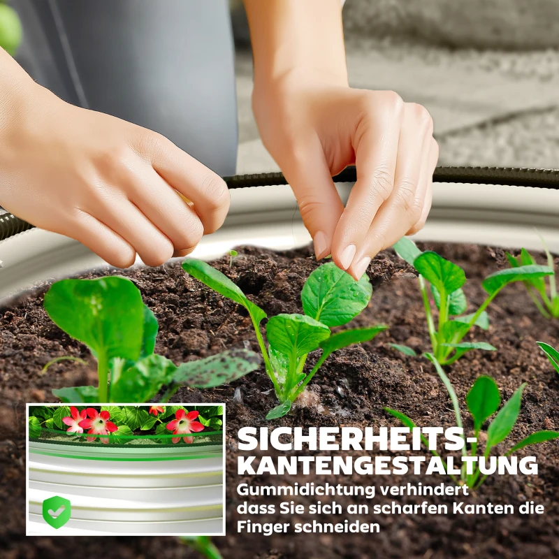 Outsunny 2er-Set Hochbeet Pflanzenbeet, modulares Hochbett, 2 Stück, ohne Boden, Ø60 x 30 cm. Silber