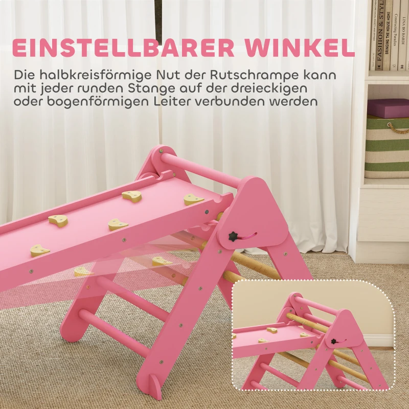 AIYAPLAY Klettergerüst Indoor, 7 in 1 klappbar Kletterdreieck mit Rutsche, Kletterbogen