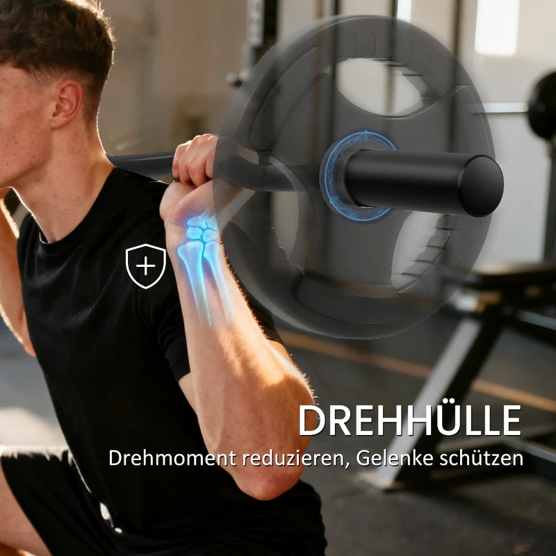 SPORTNOW Olympiastange, Gewichthebe-Stange, 5 cm Hülsen, Stahl, 100 kg Tragkraft, Schwarz