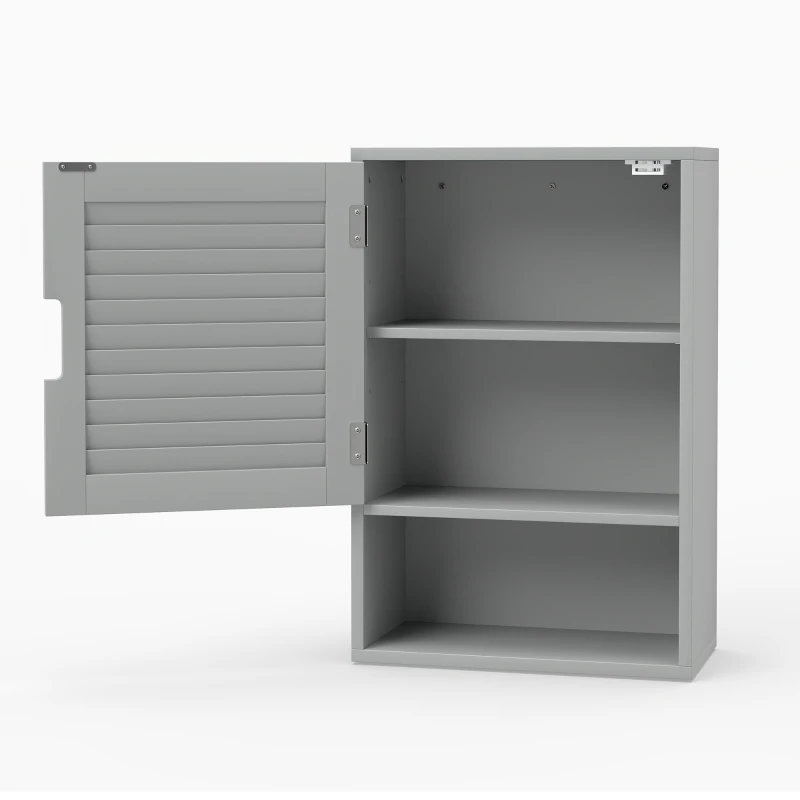 HOMCOM Bathroom Cabinet, Wall Mounted Storage Cabinet with Adjustable Shelves, 40 x 20 x 60 cm, Grey