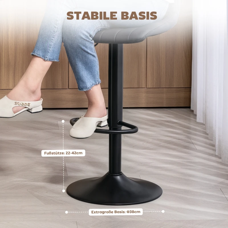 HOMCOM Barhocker 2er-Set im Retrodesign, mit Fußstütze, höhenverstellbar, 43 cm x49,5 cm x 111 cm