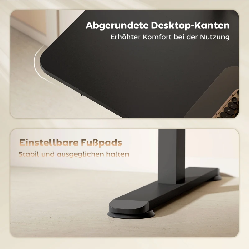 Vinsetto Stehpult höhenverstellbarer Computertisch Schreibtisch, 140 cm x 70 cm x 116 cm, Schwarz