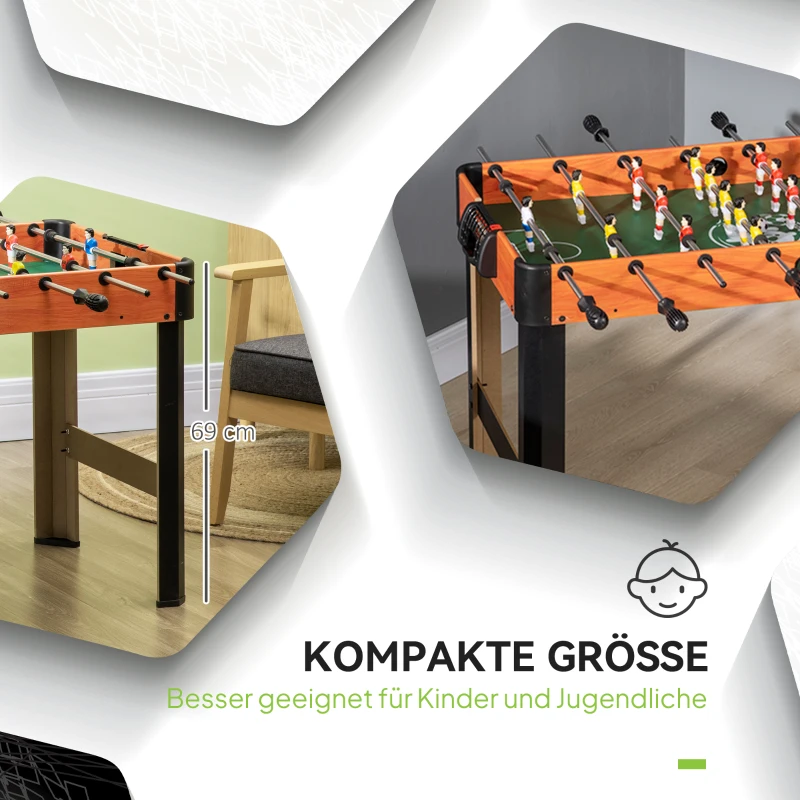 HOMCOM Tischkicker, Tischfußball-Set, 2 Bälle, rutschfeste Griffe, für Jugendliche Erwachsene, Punkteanzeige, MDF, Metall, Bunt
