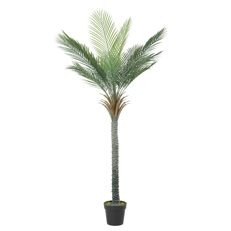 HOMCOM Künstliche Palme 180 cm, tropische Topfpflanze mit 15 realistischen Blättern für Wohnzimmer, Schlafzimmer, Büro