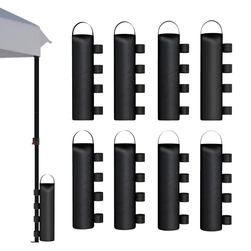 Outsunny 8 Pack Gazebo Sand Weights Bags, 40 kg 600D Heavy Duty Sand Bags Sandbags for Canopy Tent Legs, Without Sand, Black