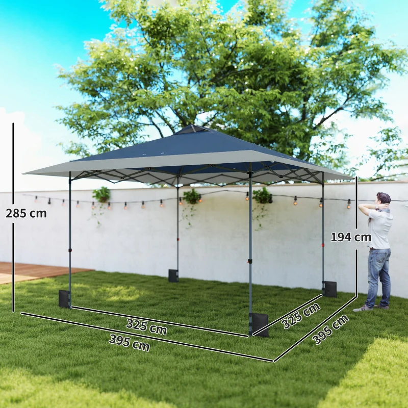 Outsunny Pavillon env. 4x4 m étanche stable résistant au froid pop-up pliant avec fermeture en une étape UV 50+