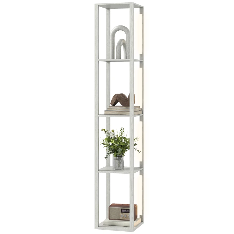 HOMCOM Floor Lamp with Shelves and 3 Brightness Levels - Oak
