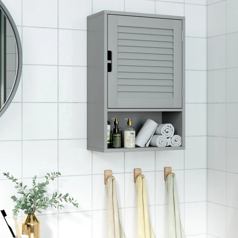 HOMCOM Bathroom Cabinet, Wall Mounted Storage Cabinet with Adjustable Shelves, 40 x 20 x 60 cm, Grey