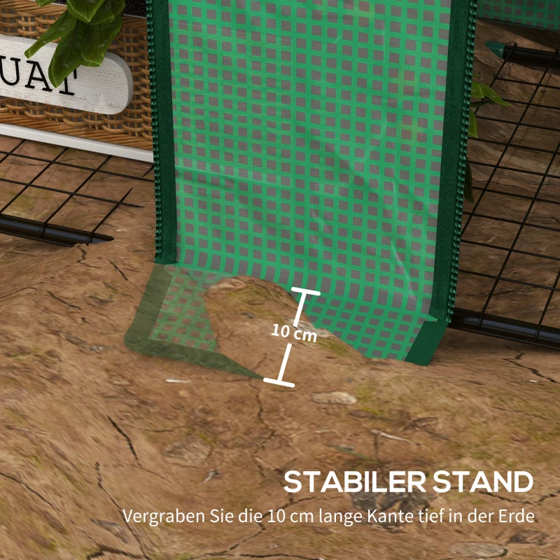 Outsunny Mini-Gewächshaus, 3 Etagen, 6 Drahtregale, 2 Öffnungen, Kunststoff-Plane, Grün