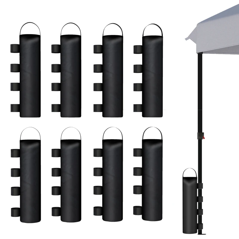 Outsunny 8 Pack Gazebo Sand Weights Bags, 40 kg 600D Heavy Duty Sand Bags Sandbags for Canopy Tent Legs, Without Sand, Black