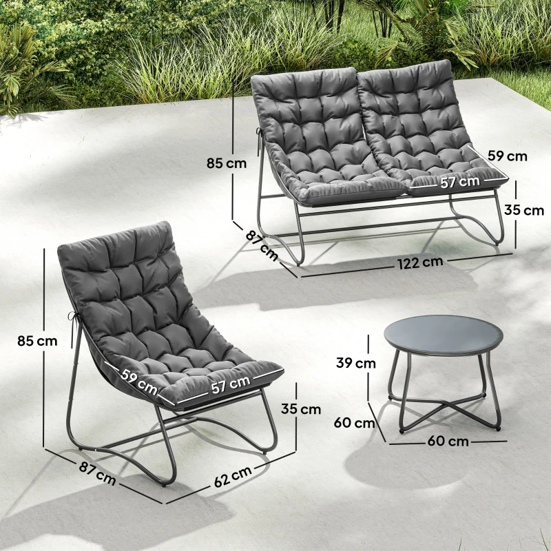 Outsunny Four-Piece Curved Seat Garden Sofa Set - Grey/Black