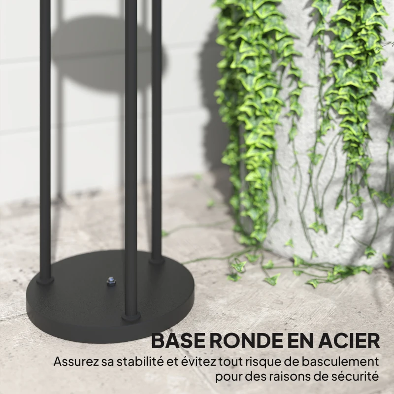 Outsunny Outdoor Solar Floor Lamp in Woven Resin, 3-Light Lamp with Sensor and Shelf, Ø37 x 144 cm, Yellow