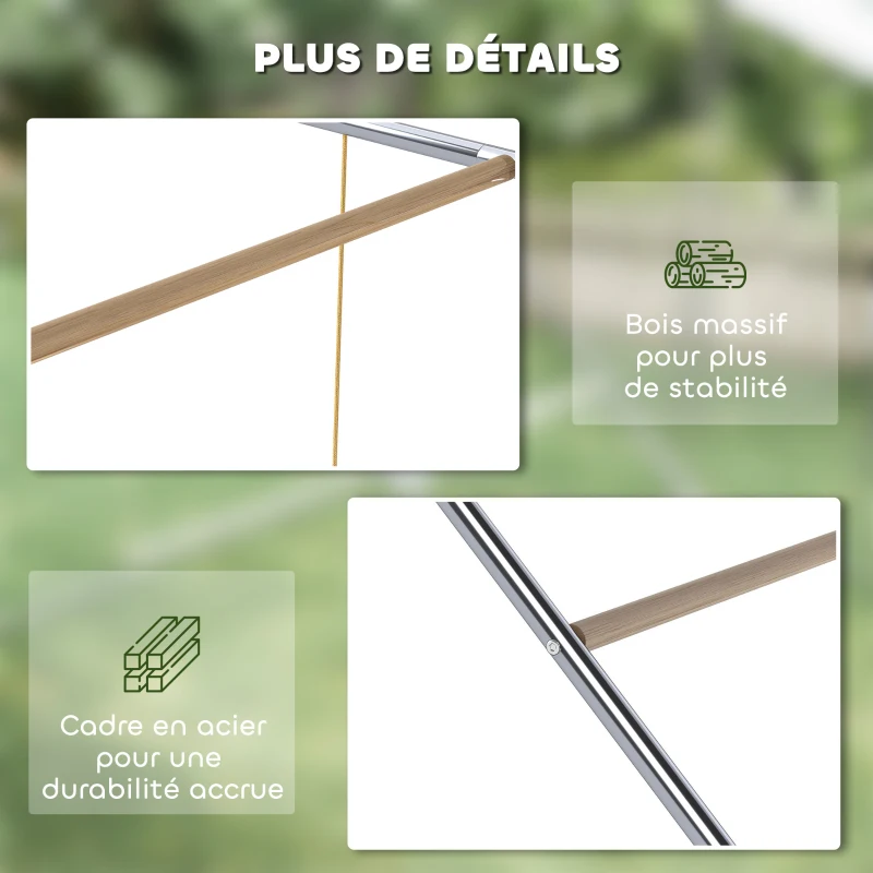 PawHut Perchoir pour poules à 5 niveaux en bois de pin et acier, échelle balançoire, 82 x 150 x 110 cm, argent