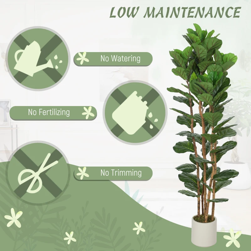 HOMCOM 180cm Artificial Fiddle Leaf Fig Tree - Green