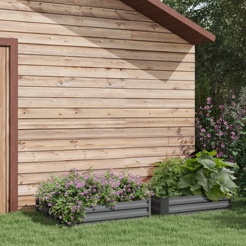 Outsunny Lot de 2 carré potager de jardin dim. 100L x 100l x 30H cm - tôle d'acier ondulée vert