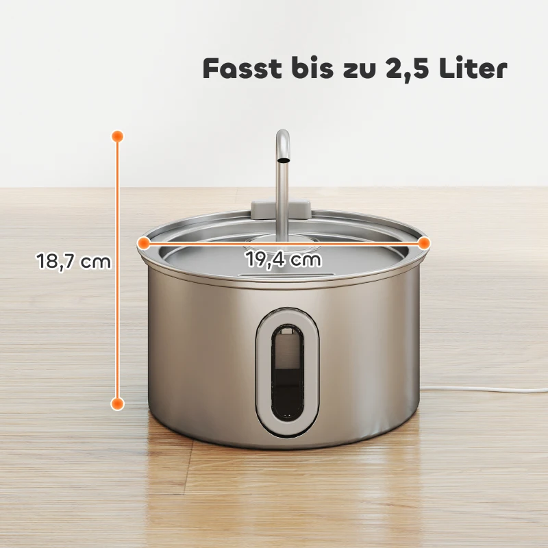 PawHut Katzenbrunnen 2,5L Trinkbrunnen für Katzen mit leiser Pumpe LED Aktivkohlefilter 19,4 x 19,4 x 18,7 cm(m-3)
