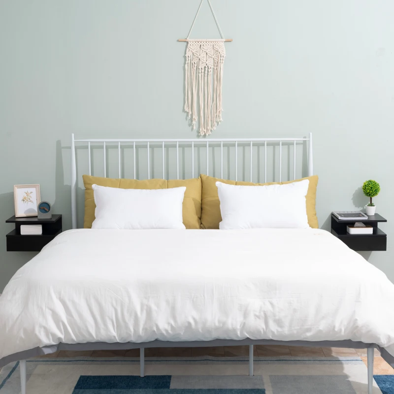 HOMCOM Lot de 2 Tables de Chevet murales - Lot de 2 Tables de Nuit - tiroir Coulissant, Niche, Plateau - Panneaux Particules noir