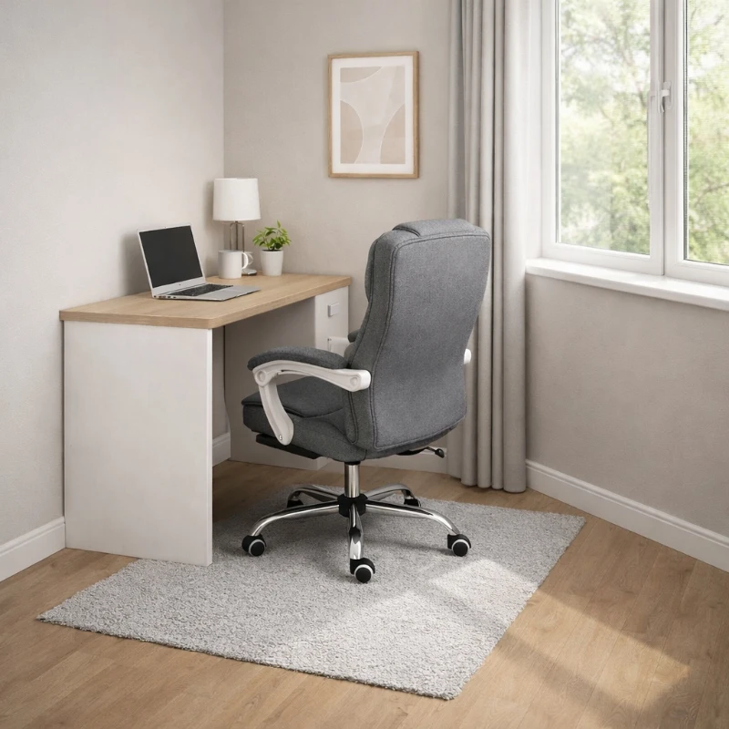 Vinsetto Reclining Office Chair with Footrest, Ergonomic, Executive, Linen
