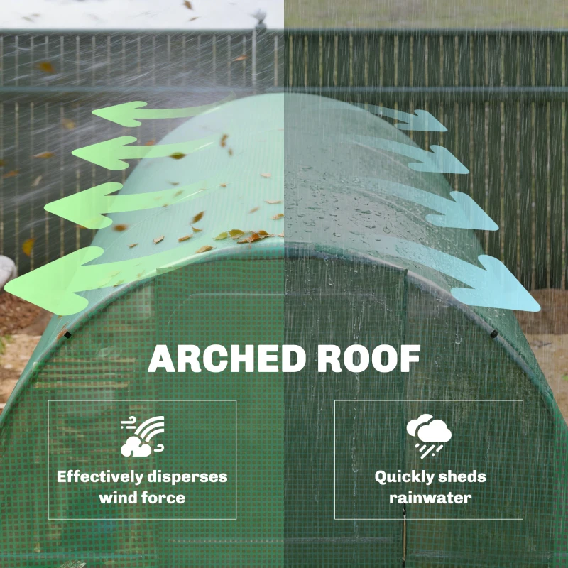 Outsunny Serra 3 x 2 x 2 m Serra in telo con porta a battente richiudibile 6 finestre in rete arrotolabili, aste di sostegno