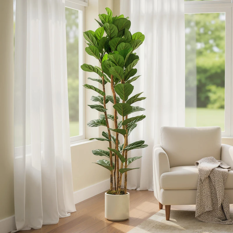 HOMCOM 180cm Artificial Fiddle Leaf Fig Tree - Green
