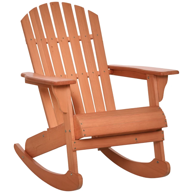 Outsunny Sedia Adirondack in Legno, Sedia a Dondolo per Giardino ed Esterni Impermeabile, 77x94x97cm Teak