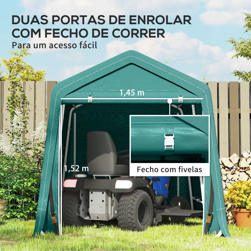 Outsunny Abrigo de Exterior para Ferramentas Bicicleta 2,4x2x2,02 m Abrigo de Armazenamento com 2 Portas  Anti-UV para Jardim Verde