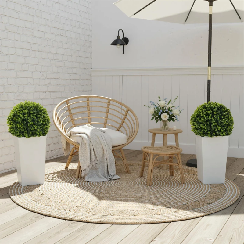 HOMCOM Set van 2 kunstmatige eucalyptusbollen 65 cm kunstplant met UV-bescherming, 330 bladeren in pot, groen