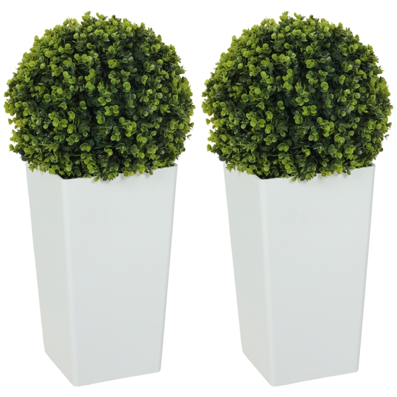 HOMCOM spiraalvormige buxus, set van 2 kunstplanten met pot, 90 cm hoog, groen